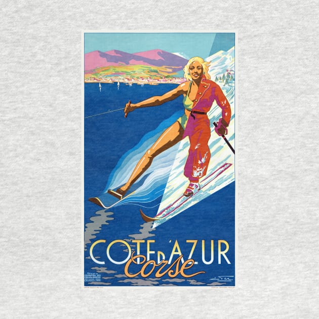 Côte d'Azur Corse France Vintage Poster 1930 Postcard by vintagetreasure